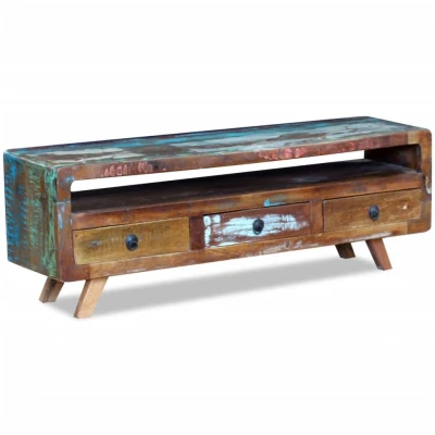 Afbeelding van Tv meubel met 3 lades massief gerecycled hout