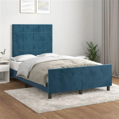 Afbeelding van vidaXL Bedframe met hoofdeinde fluweel donkerblauw 120x200 cm