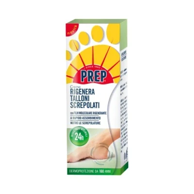 Afbeelding van Prep, crème regenereert hielen, vochtinbrengende voor gebarsten verzacht en verzorgt de huid, op basis van sheaboter, panthenol vitamine E, snelle absorptie, formaat 75 ml