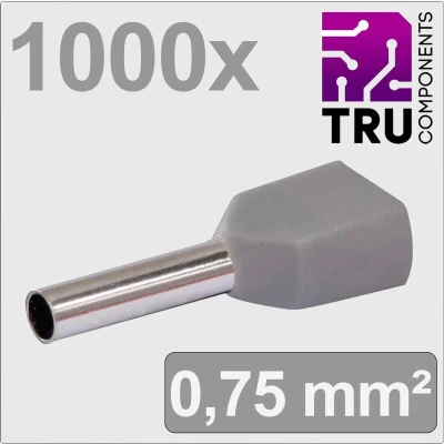 Afbeelding van TRU COMPONENTS TC 13377228 Dubbele adereindhulzen 0.75 mm² Deels geïsoleerd Grijs 1000 stuk(s)