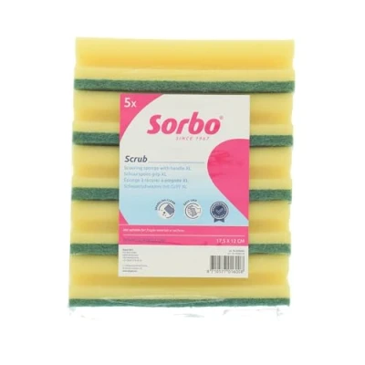 Afbeelding van Sorbo schuurspons 175x105x50mm geel/groen (Per 5 stuks)