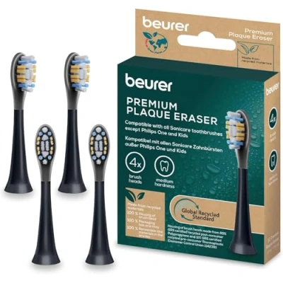 Afbeelding van Beurer SC Borstelkoppen Eraser plaat voor elektrische tandenborstel, 4 reserveborstels Philips Sonicare sonische tandenborstels, borstelharen met trillingen
