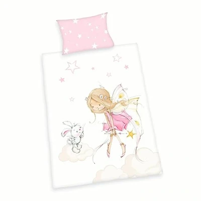 Afbeelding van Herding Baby Best Flanellen beddengoed kleine fee, gemaakt in groen van Oeko Tex kussensloop, 40 x 60 cm met klep, dekbedovertrek 100 135 knoopsluiting, katoen, flanel