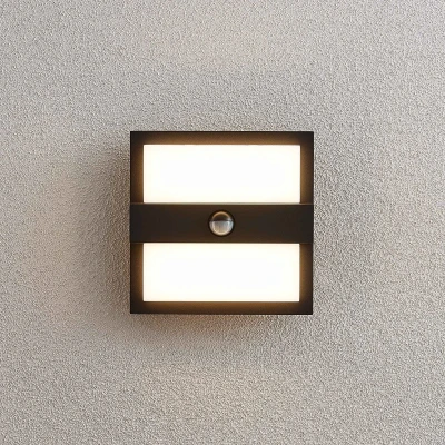 Afbeelding van Lucande LED buiten wandlamp Gylfi, 20 cm, zwart, sensor