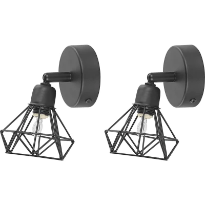 Afbeelding van Beliani ERMA Wandlamp set van 2 Zwart Metaal