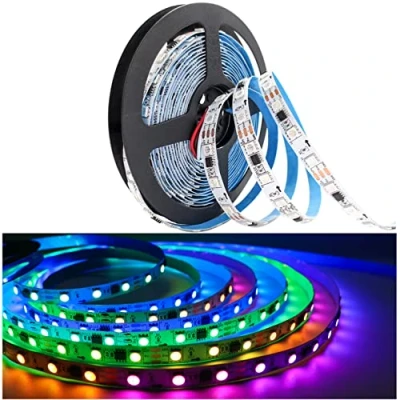 Afbeelding van Tesfish WS2811 ledstrip, 12 V, RGB Pixel 5 m, 300 leds, IP30, flexibel, wit, PCB kaart, intelligente volledige kleur, individueel adresseerbaar, 1 IC bediening, 3 leds