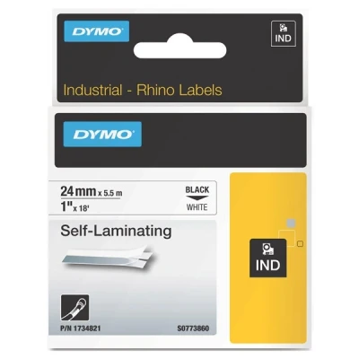 Image de Rhino 6000 Dymo S0773860/1734821 IND ruban d&#039;étiquettes auto laminées noir sur blanc 24 mm (d&#039;origine)