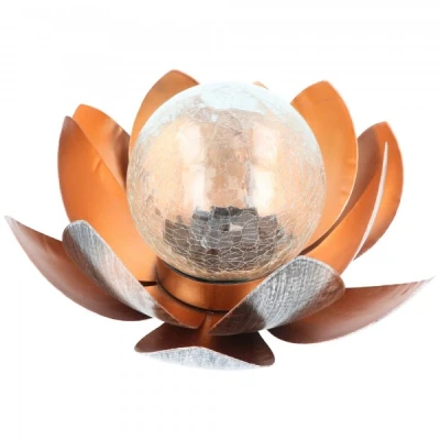 Afbeelding van Lotusbloem solar LED tuinlamp met kleur veranderende RGB, zonnepaneel en batterij