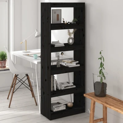 Afbeelding van Boekenkast/kamerscherm 60x30x167,5 cm massief grenenhout zwart