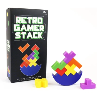 Afbeelding van Gift Republic Retro Gamer stack stapelspel Multi color / 10 x 18 5 cm Kunststof