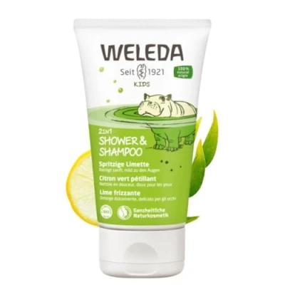 Afbeelding van WELEDA 2 in 1 Shower &amp; Shampoo Lime sprankelend Reinigt zacht, zacht Voor de ogen verzorging van lichaam en haar kinderen vanaf 3 jaar NATRUE* Vegan*** 150ml