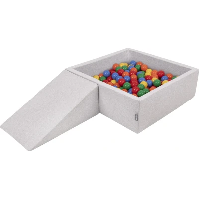 Afbeelding van KiddyMoon schuimspeelplaats met rond ballenbad (100 ballen) ballenbakken voor baby&#039;s speelbad hindernisbanen, made in the eu, lichtgrijs:pearl/grijs/transparant/powderroze