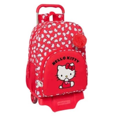 Afbeelding van Schoolrugzak met Wielen Hello Kitty Iconic Wit Rood 33 x 42 14 cm