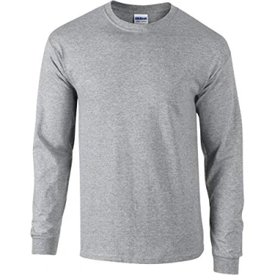 Afbeelding van Gildan Soft Style T shirt voor heren met lange mouwen, Grijze Sport