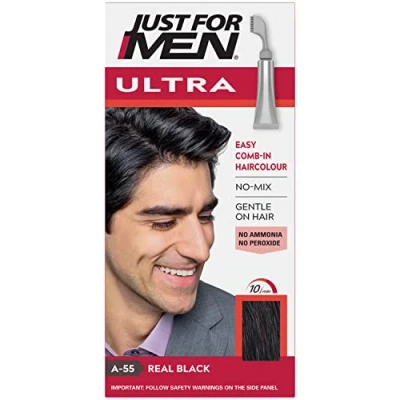 Afbeelding van Just For Men Ultra echte zwarte haarverf, zonder mix voor het kammen van wit haar, ammoniak en peroxide A55