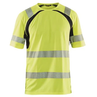 Image de T shirt anti UV haute visibilité jaune fluorescent/noir