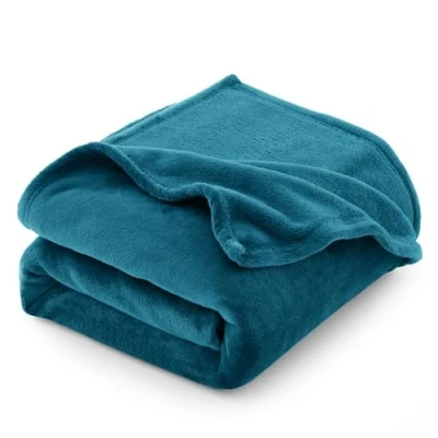 Afbeelding van CozyLux Fleecedeken, flanel, bankovertrek, 130 x 150 cm, deken voor eenpersoonsbed, warme en zachte pluche deken, eendenblauw