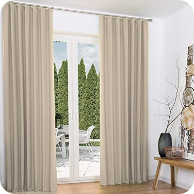 Afbeelding van Beautissu Kant en Klaar Gordijn Verduisterend Plooiband Isolerend 245x140cm Creme 2 Stuks