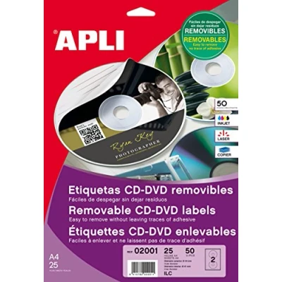 Afbeelding van APLI PAPER CD/DVD etiketten 50 etiket(ten)