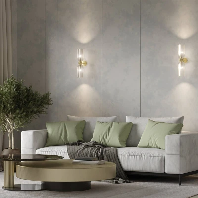 Afbeelding van Maytoni wandlamp Antic, 2 lamps, goud/amber, glas