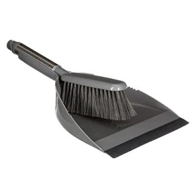 Afbeelding van 5Five Stoffer en blik grijs 31 x 22 cm kunststof met RVS handvat