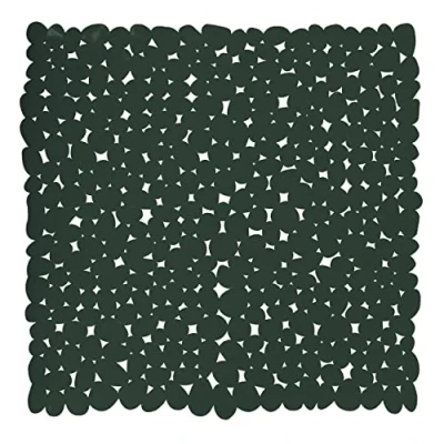 Afbeelding van MSV Douche/bad anti slip mat badkamer pvc donkergroen 53 x cm zuignappen steentjes motief
