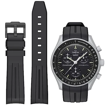 Afbeelding van BONACE Siliconen horlogebandje van 20 mm zonder opening voor Omega x Swatch MoonSwatch/Rolex/Seiko/Speedmaster,