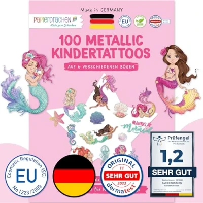 Afbeelding van Papierdrachen 100 stuks metallic kindertatoeages Huidvriendelijk Zon, maan en sterren Glittertatoeages Verjaardagscadeau Voor jongens meisjes Gemaakt in
