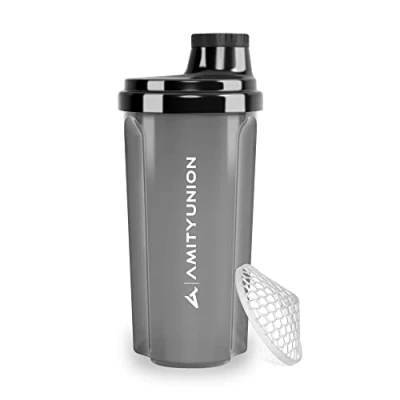 Afbeelding van Protein Shaker 500 ml &quot;Heaven&quot;, waterdicht, BPA vrij met klikzeef en weegschaal voor romige wei shakes, fitnessbekers isolaten sportconcentraten, origineel in zwarte rook
