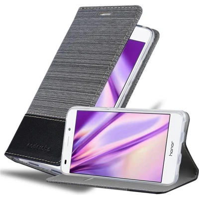 Afbeelding van Cadorabo Hoesje geschikt voor Honor 5C in GRIJS ZWART Beschermhoes met magnetische sluiting, standfunctie en kaartvakje Book Case Cover Etui