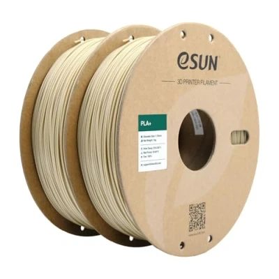 Afbeelding van eSUN PLA+ filament 1,75 mm, versterkte taaiheid, 3D printer, PLA Plus, nauwkeurigheid +/ 0,03 1 kg per spoel, 2 spoelen voor printers, botwit en