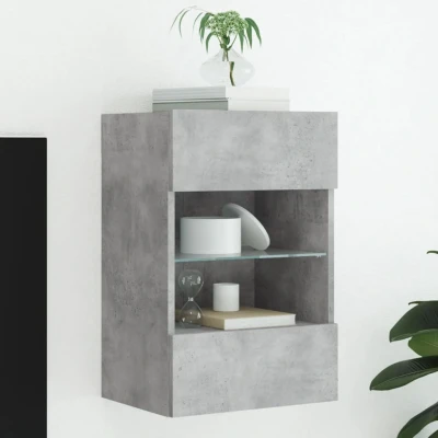 Afbeelding van Tv wandmeubel met LED verlichting 40x30x60,5 cm betongrijs