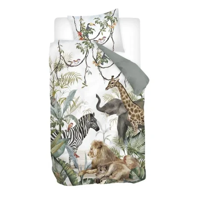 Afbeelding van Snoozing Kya Flanel Dekbedovertrek Eenpersoons 140x200/220 cm Groen