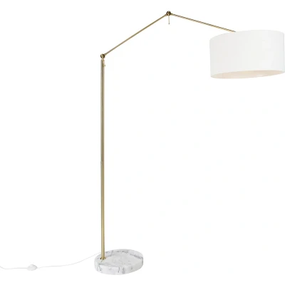 Afbeelding van QAZQA Moderne vloerlamp goud met kap wit 50 cm verstelbaar Editor