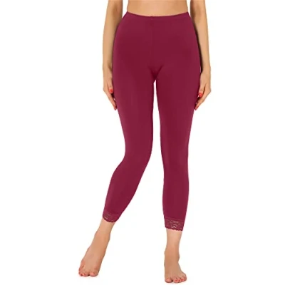 Afbeelding van Merry Style MS MS10 224 LE Dames Leggings met Kant Sport Vrijetijdsbroek 7/8 Lengte Viscose Wijnrood XL