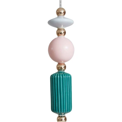 Afbeelding van Lindby hanglamp 1licht Keramiek E14 opaal, messing, groen, roze