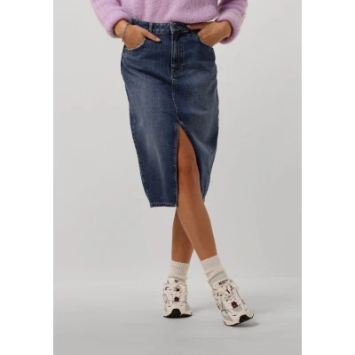 Afbeelding van Object Objharlow Midi Denim Skirt Noos Rokken Dames Blauw Maat S