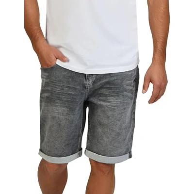 Afbeelding van DENIMFY DFAri Jeansshort voor heren, stretch, rechte pasvorm, grijs, blauw, maat 31, 32, 33, 34, 36, 38, 40, 42, Grijs Denim (G37)