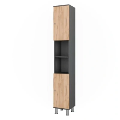 Afbeelding van Vicco Fynn Badkamermeubel 30 x 190 cm Antraciet/gouden eik