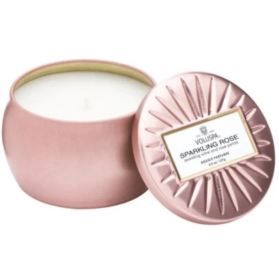 Afbeelding van Voluspa Geurkaars Vermeil Sparkling Rose Mini Tin Candle