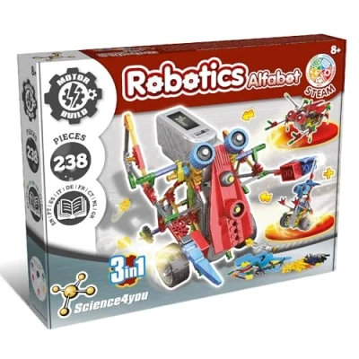 Afbeelding van Science4you 1 Alfabot robot 80001717, bouwset met 238 delen, 8 jaar, 3 robots, interactieve bouw, handmatige activiteiten, STEM spel voor kinderen, gesorteerd, regular