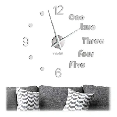 Afbeelding van Relaxdays wandklok 3D stickers DIY klok woonkamer muur analoge modern