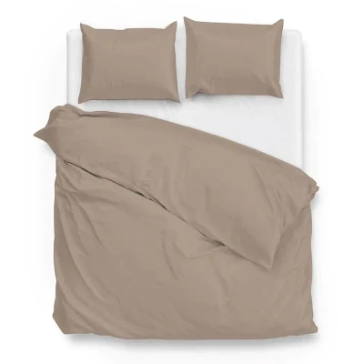 Afbeelding van Dekbedovertrek Satinado Praline Brown Lits jumeaux (240x200/220 cm) Katoen satijn Effen Bruin Zo!Home Ga naar