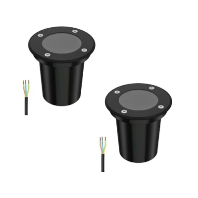 Afbeelding van ledscom.de 2 stuks BOLI vloerinbouwlampen voor buiten, IP67, zwart, rond, 108 mm Ø, 1x GU10 max. 15 W, mat