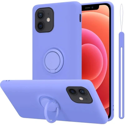 Afbeelding van Cadorabo Hoesje geschikt voor Apple iPhone 12 MINI in LIQUID LICHT PAARS Beschermhoes van flexibel TPU silicone Case Cover met ring