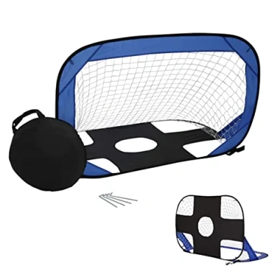 Afbeelding van Voetbaldoel voor buiten de tuin (draagbare voetbalkooi kinderen). pop up doel met doelmuur. Stabiel, opvouwbaar en draagbaar, kan worden geïnstalleerd als tent. Afmetingen: 120 x 80
