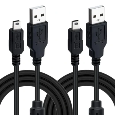 Afbeelding van Mcbazel 2 stuks mini USB kabel, 3 m, A naar USB, oplaadkabel voor PS3 controller, compatibel met gamepad, externe harde schijf, microfoon, poort, zwart