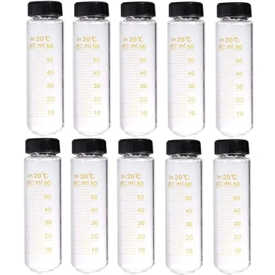Afbeelding van SKYPRO Set van 10 glazen sapcentrifugebuizen 50 ml met schroefdop, reageerbuizen bestand tegen hoge temperaturen