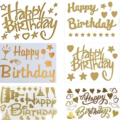Afbeelding van Set van 6 Happy Birthday ballonnen Voor doe het zelf verjaardagsfeest Goud