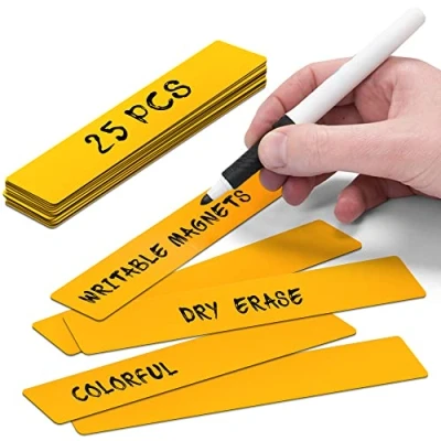 Afbeelding van 25 Whiteboard Magneten Balk 15 x 2,5 cm Oranje Herschrijfbaar